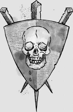crest with skull and nails. OSR RPG.