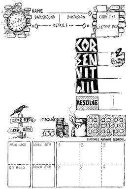 Crowns RPG character sheet
