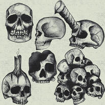 Stock-art collection. Skulls. Digital ink, strippled